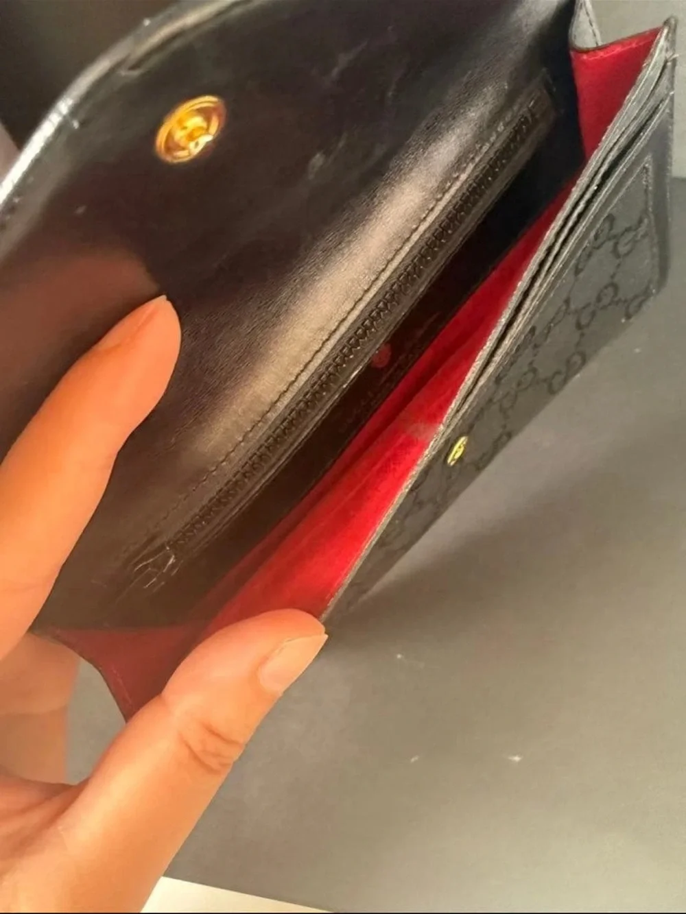 Gucci Black Canvas Clutch with Green and Red Web Stripe